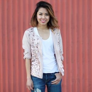 GAP Blush-Tone Blazer with Rose Gold Sequins